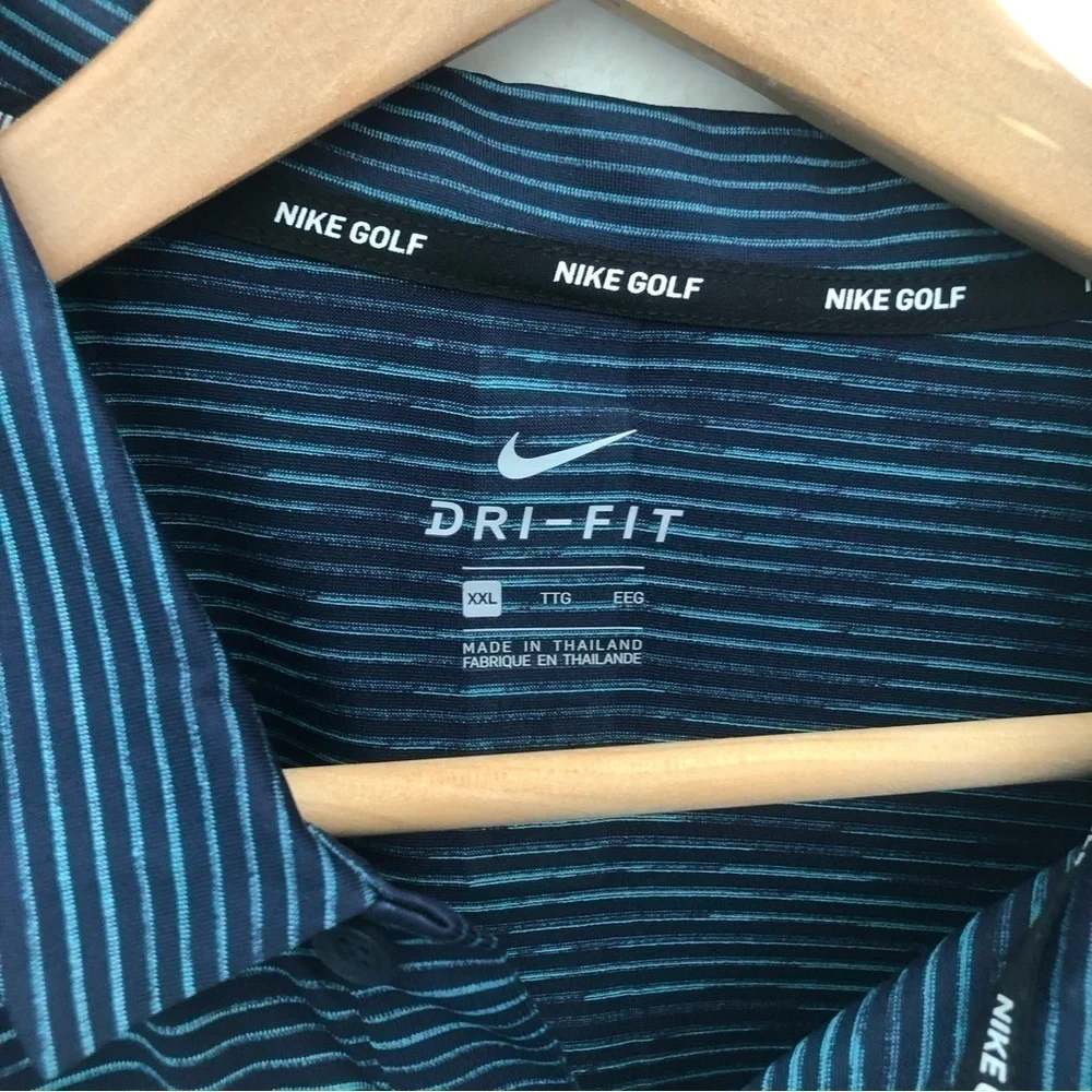 NWT Nike Dry Tiger Woods Striped Golf Polo